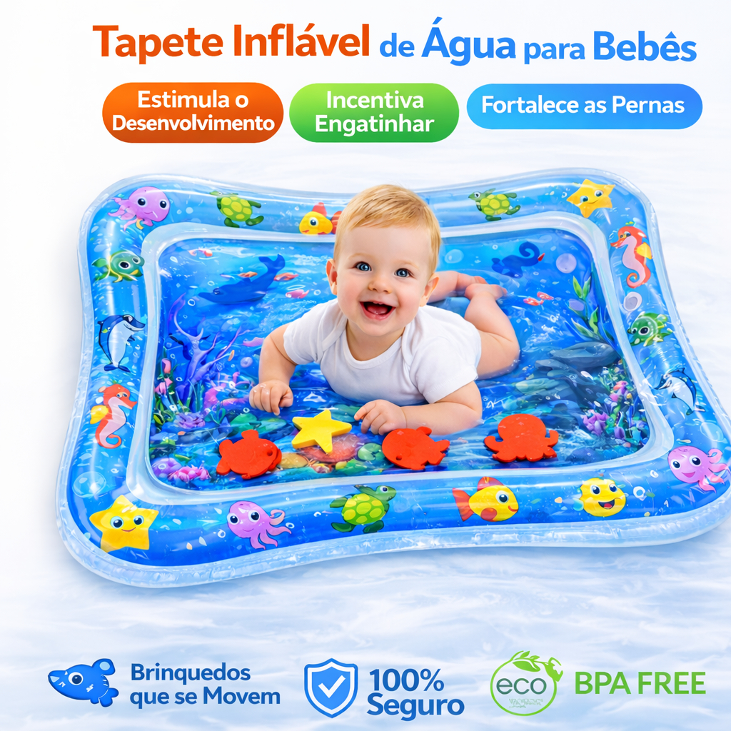 Tapete Inflável de Água Infantil Bebê Tapete Sensorial Interativo bebe ...