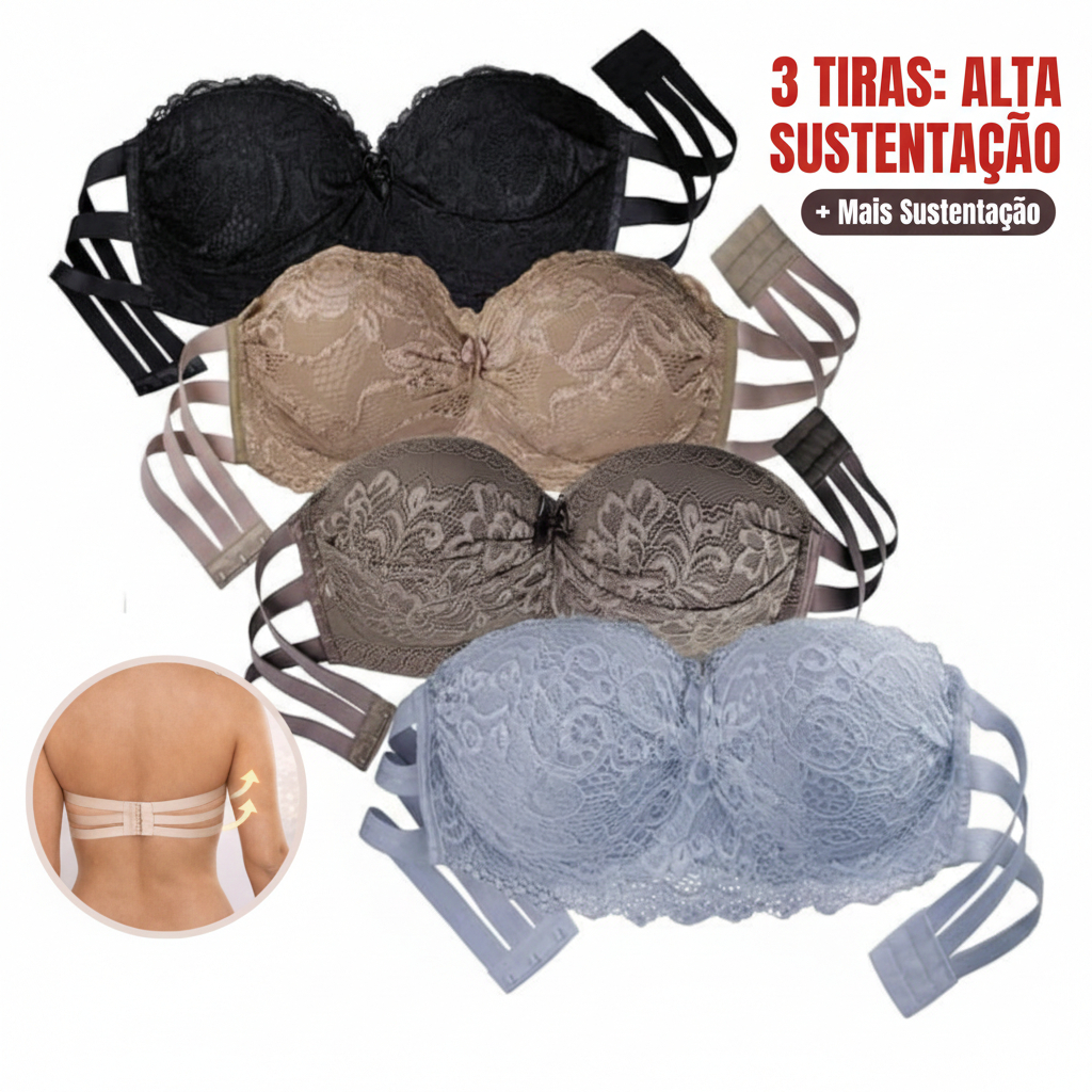Sutiã Tomara Que Caia kit 1/ 2 Feminino Com Bojo Reforçado Renda ...