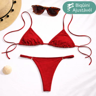 Biquíni Ajustável Feminino com Amarração  e regulável  Fio Dental e Moda Verão em Oferta na Shopee