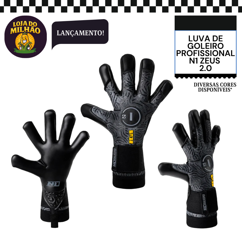 Luva De Goleiro Profissional N1 Zeus 2.0 Grip Extremo Corte Vapor