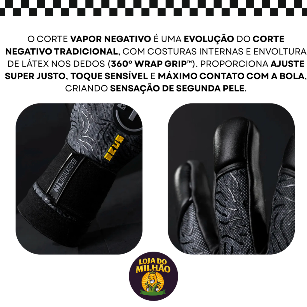 Luva De Goleiro Profissional N1 Zeus 2.0 Grip Extremo Corte Vapor