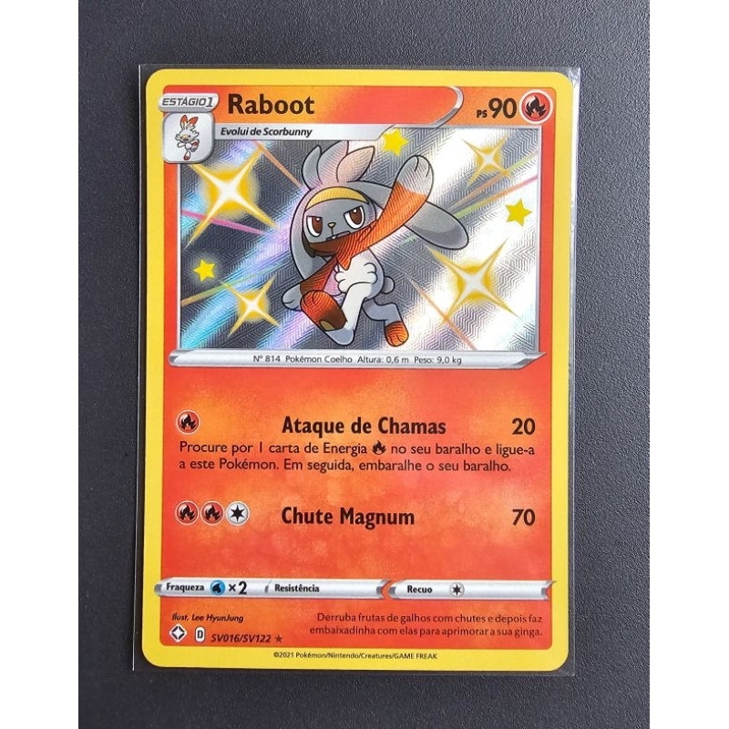 Carta Pokemon Raboot Shiny SV016/122 Destinos Brilhantes | Shopee Brasil