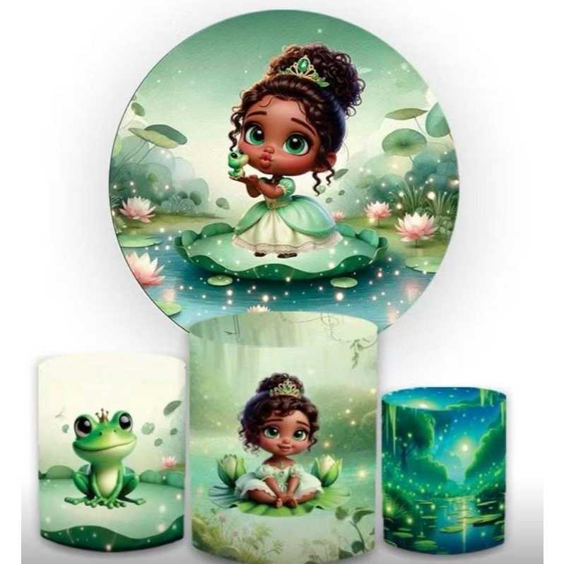 Kit Tiana Baby A Princesa e o Sapo Festa Sublimado com Painel Redondo ...