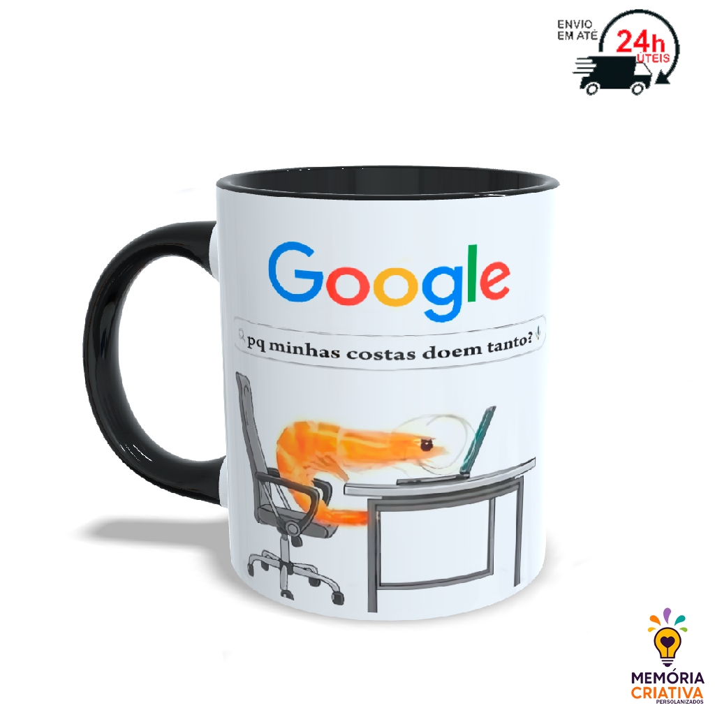 Caneca Meme camarão por que minhas costas doem tanto - Presente Criativo Chefe Escritório Café Humor