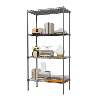 Estante de aço 4 Prateleiras Ajustáveis Preta Compacta para Cozinha Banheiro Quarto até 200kg em Oferta na Shopee