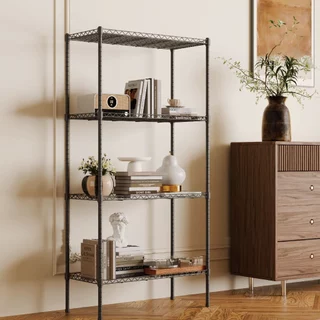 Estante de aço 4 Prateleiras Ajustáveis Preta Compacta para Cozinha Banheiro Quarto até 200kg em Oferta na Shopee