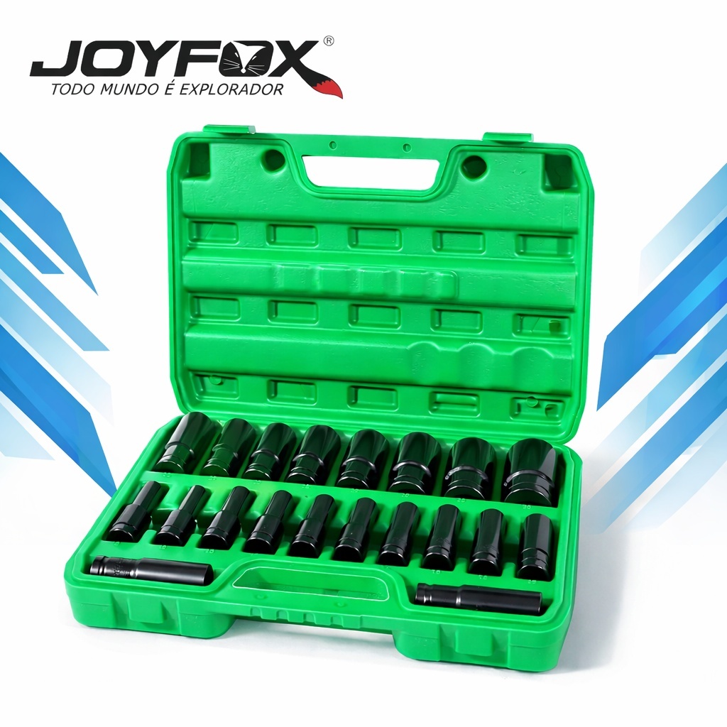 JOYFOX Jogo Soquetes De Impacto 1/2 Longos 20 Peças 8mm A 32mm