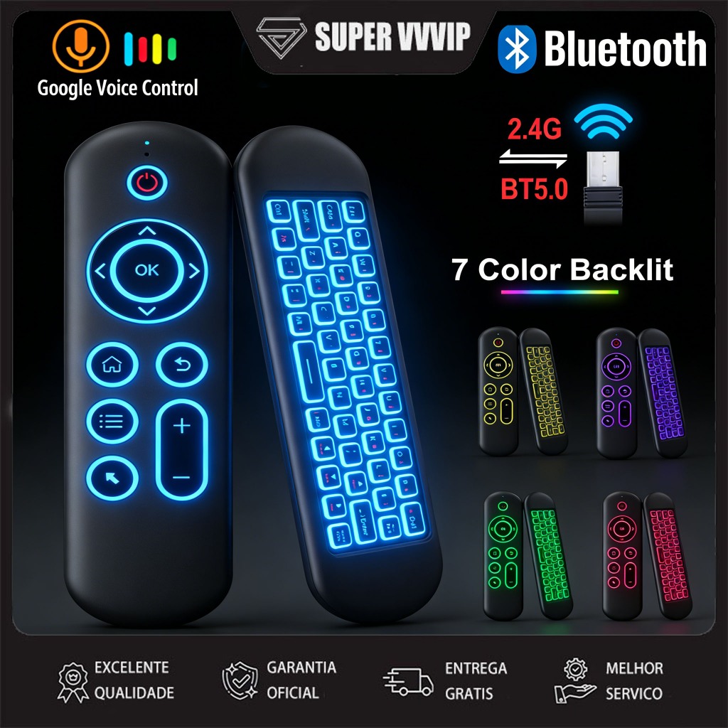 【Brasil Spot Sale】Controle Remoto LE-7678 AIR MOUSE LED TECLADO 2.4G BLUETOOTH TV/PC