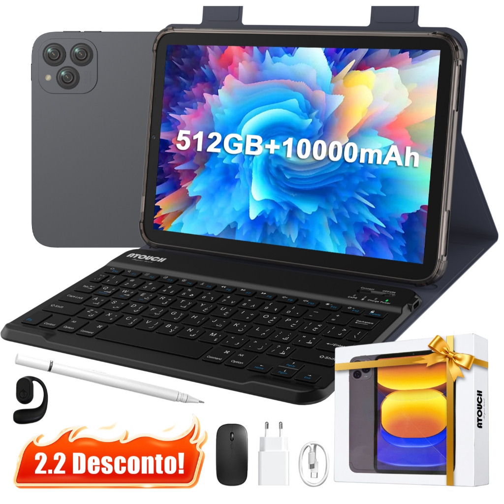 Tablet A-Tab8-BX com 5G, 8GB RAM, 512GB, Bateria 10000mAh e Android 12 - Performance Máxima