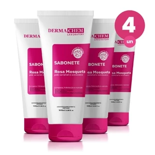 Kit 4 Sabonete Ultra Hidratante Rosa Mosqueta 100ml Dermachem em Oferta na Shopee