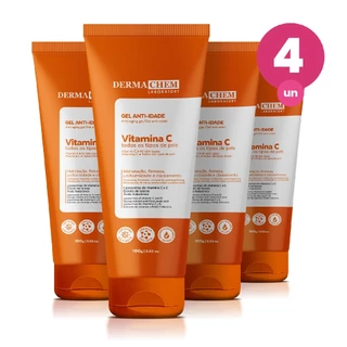 Kit 4 Gel Facial Anti Idade Vitamina C 100ml Dermachem em Oferta na Shopee