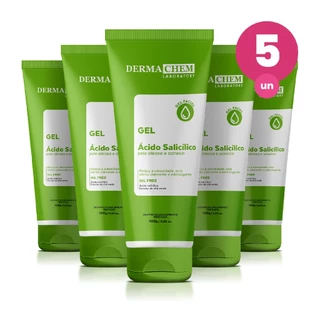 Kit 5 Gel Facial Antioleosidade Ácido Salicílico 100g Dermachem em Oferta na Shopee