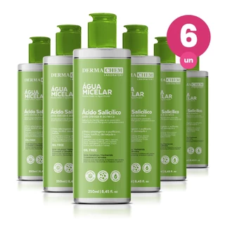 Kit 6 Água Micelar Ácido Salicílico Pele Oleosa 250ml Dermachem em Oferta na Shopee