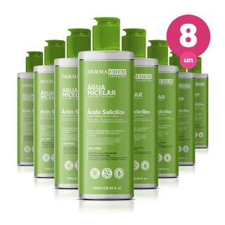 Kit 8 Água Micelar Ácido Salicílico Pele Oleosa 250ml Dermachem em Oferta na Shopee
