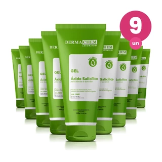 Kit 9 Gel Facial Antioleosidade Ácido Salicílico 100g Dermachem em Oferta na Shopee