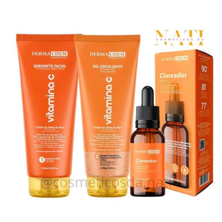 Kit Skin Care Vitamina C Facial Cuidados com a Pele Clareador Dermachem Autocuidados