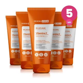 Kit 5 Gel Facial Anti Idade Vitamina C 100ml Dermachem em Oferta na Shopee