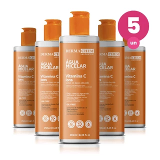 Kit 5 Água Micelar Vitamina C 250ml Dermachem em Oferta na Shopee
