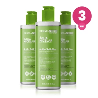 Kit 3 Água Micelar Ácido Salicílico Pele Oleosa 250ml Dermachem em Oferta na Shopee