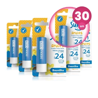 Kit 30 Protetor Solar Labial Baunilha FPS 24 3,5g Dermachem em Oferta na Shopee