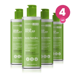 Kit 4 Água Micelar Ácido Salicílico Pele Oleosa 250ml Dermachem em Oferta na Shopee