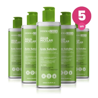 Kit 5 Água Micelar Ácido Salicílico Pele Oleosa 250ml Dermachem em Oferta na Shopee