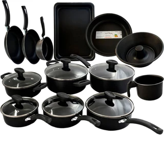 Jogo Panelas 13 Peças Antiaderente Conjunto Kit Frigideira Caçarola Fervedor Forma Cozinha Completa em Oferta na Shopee