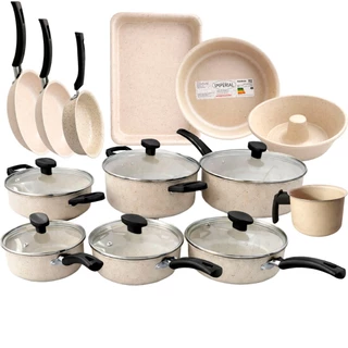 Jogo Panelas 13 Peças Antiaderente Conjunto Kit Frigideira Caçarola Fervedor Forma Cozinha Completa em Oferta na Shopee