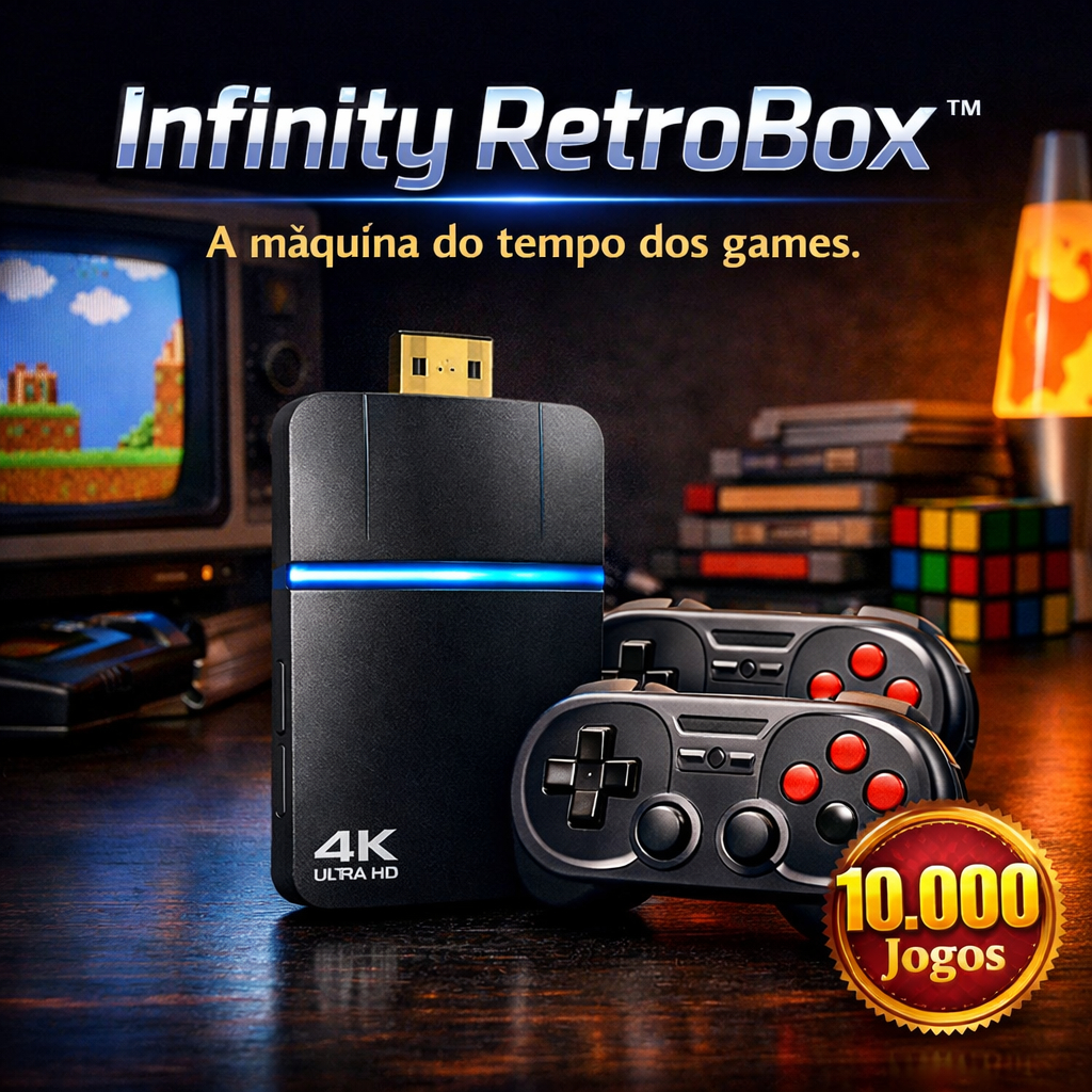 Game Stick 4K Infinity RetroBox, Console Retrô 4K com 10.000 Jogos ...