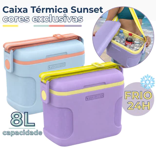 Caixa Térmica Cooler 8 Litros Com Alça Ajustável Retrô Vintage Sunset Soprano em Oferta na Shopee