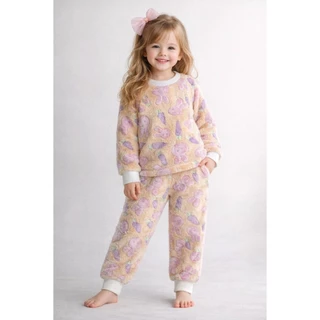 Pijama inverno infantil menina brilha no escuro peluciado REF:1426 em Oferta na Shopee