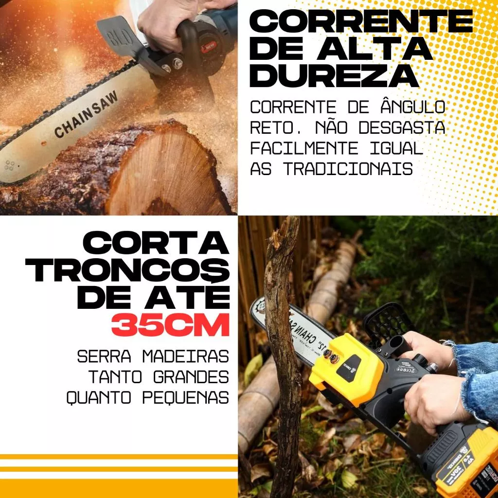 Motosserra Tesoura A Bateria 12 Polegadas 2000w Poda Arvore Brushless 2 Baterias 48v Serra Elétrica - Imagem 3