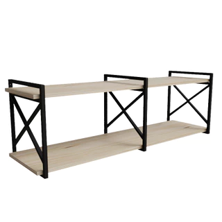 Prateleira estilo industrial 30cm profundidade ate 115cm - Completo c/ Madeiras Pinus em Oferta na Shopee