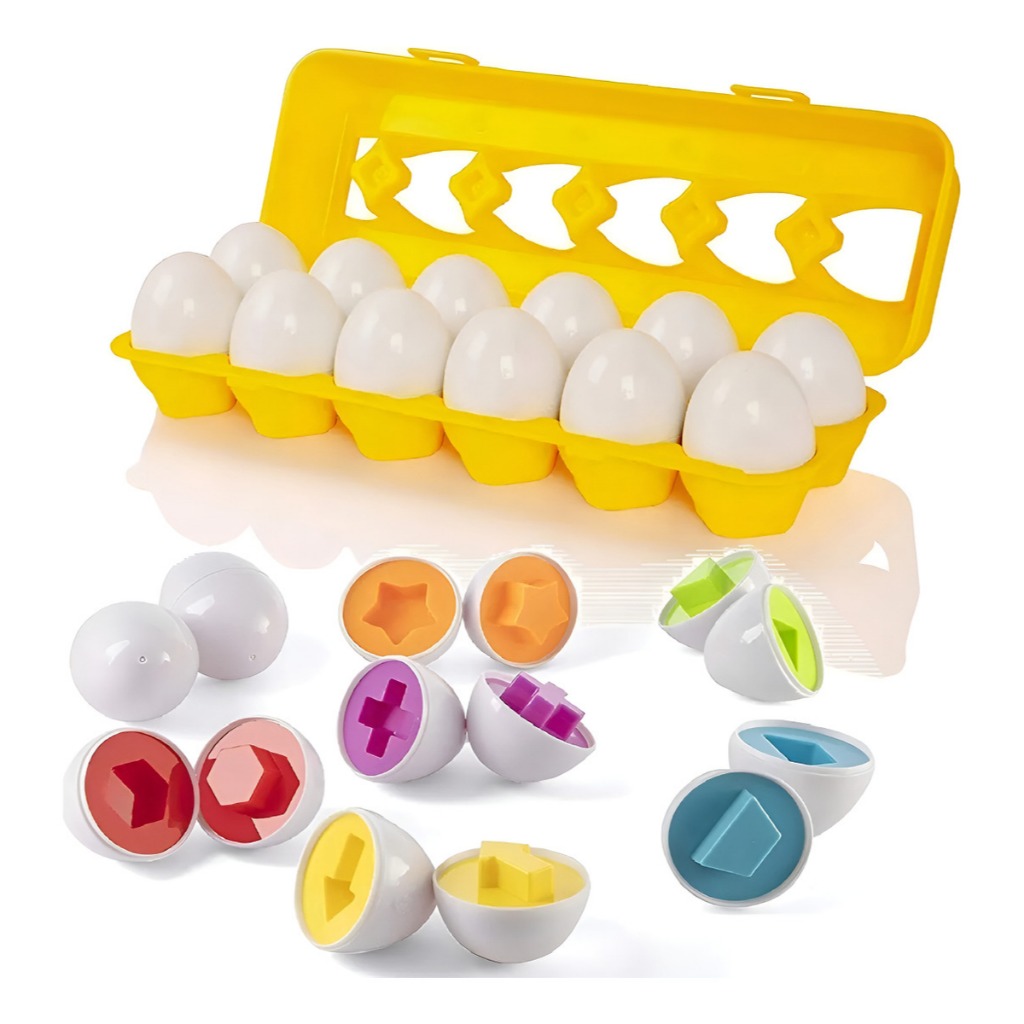 Brinquedo Educativo Jogo Encaixe Cartela 12 Ovos Coloridos Montessore