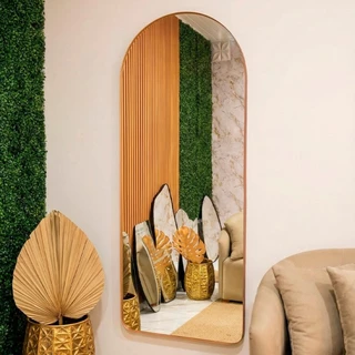Espelho Oval Base Reta Corpo inteiro Moldura de Couro 120cm x 50cm Madri Quarto Sala Salão Loja em Oferta na Shopee
