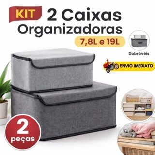 Kit 2 Caixa Organizadora DobráveL Tecido Multiuso Guarda-Roupa Closet Sacos Organizadores em Oferta na Shopee