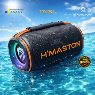 CAIXA DE SOM 20W Bluetooth Portátil H'MASTON TN34 PROVA D'ÁGUA POTENTE IPX6 Rádio FM TWS LED