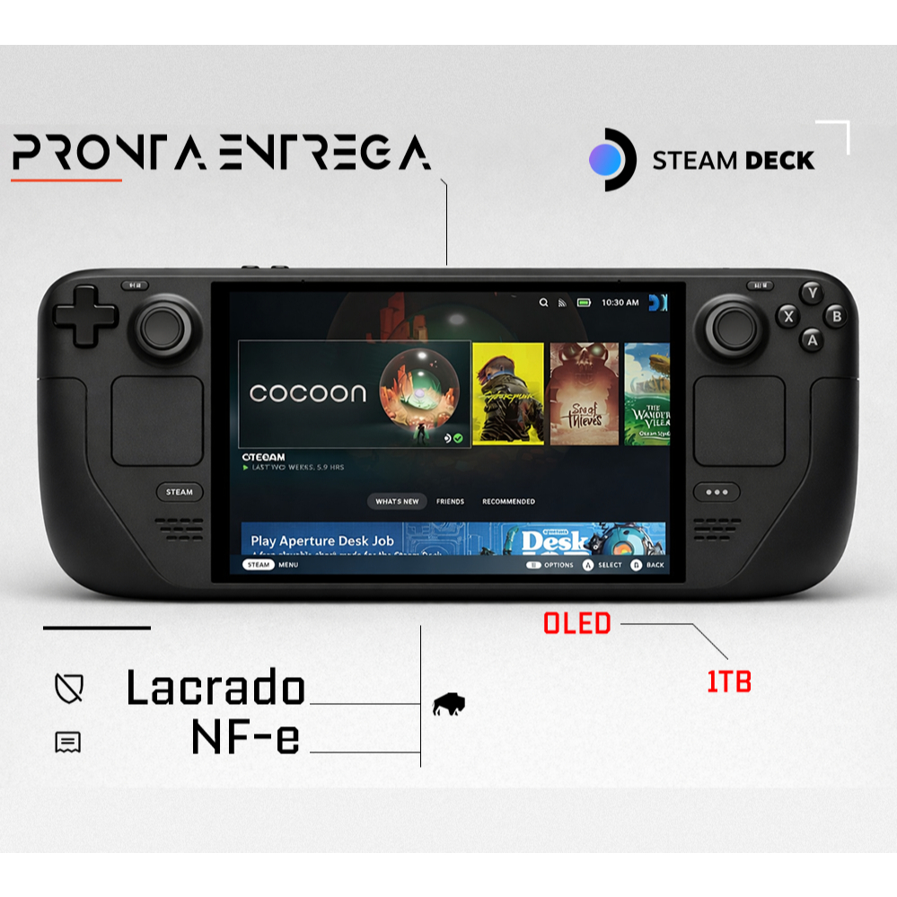 Console Valve Steam Deck OLED 1TB + Case Original Lacrado com