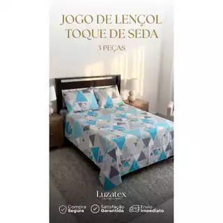 Jogo de Lençol Casal 3 Peças 200 Fios Toque de Seda Macio Luzatex em Oferta na Shopee