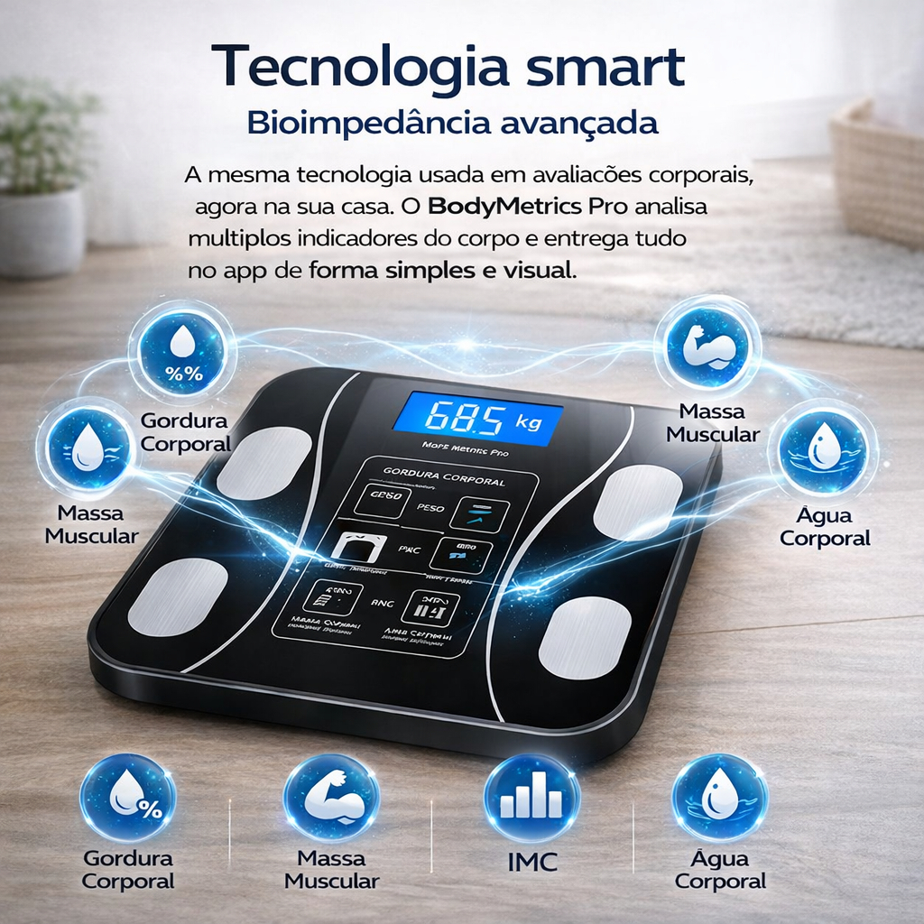 Balança Digital Corporal Bluetooth Bioimpedancia Resultado Composicao ...
