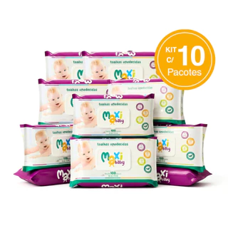 Kit 10 Toalhas Umedecida Hipoalergênico 100un Cada Maxi Baby em Oferta na Shopee