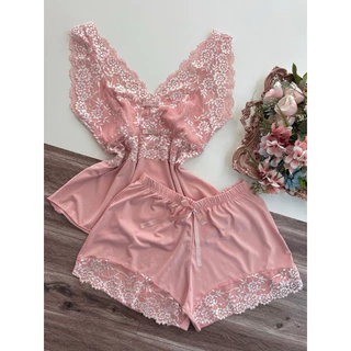 pijama feminino regata baby doll feminino regata pijama feminino de dormir short doll linha noite(regata) em Oferta na Shopee