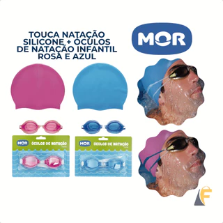 Touca de Natação Mor Silicone Adulto + Óculos De Natação Fashion Ajustável Praia Piscina em Oferta na Shopee