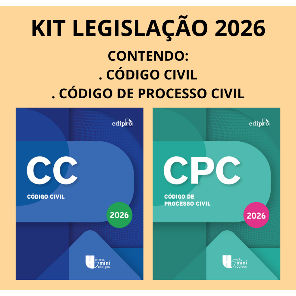 Livro Código Civil 2026 + Código de Processo Civil 2026 - Kit com 02 ...