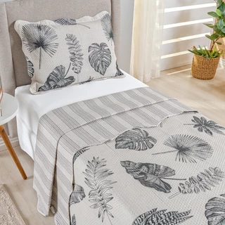 Kit Cobre Leito Colcha Solteiro Bouti 2 Peças Dupla Face Estampada Porta Travesseiro Aba Americana em Oferta na Shopee