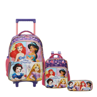 Kit Mochila Rodinha Estojo Lancheira Escolar Infantil Volta Aulas Completo Princesas Disney em Oferta na Shopee