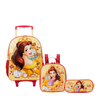 Kit Mochila Rodinha Estojo Lancheira Escolar Infantil Volta Aulas Completo Bella Disney em Oferta na Shopee