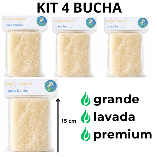 Kit 4 Esponjas Premium de Bucha Vegetal Natural – Ação Esfoliante ...