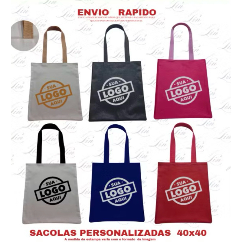 kit 80 sacolas personalizadas com sua estampa envio rápido | Shopee Brasil