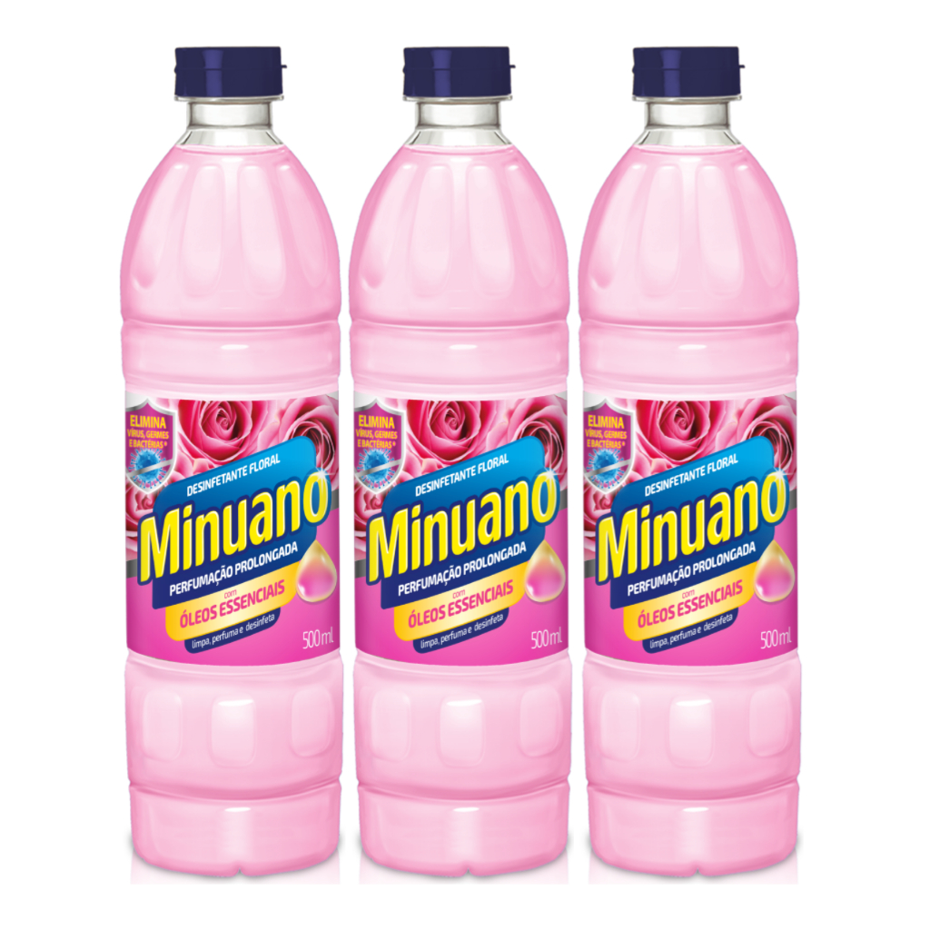 Kit com 3 Desinfetante Perfumado Minuano Floral 500ml | Shopee Brasil